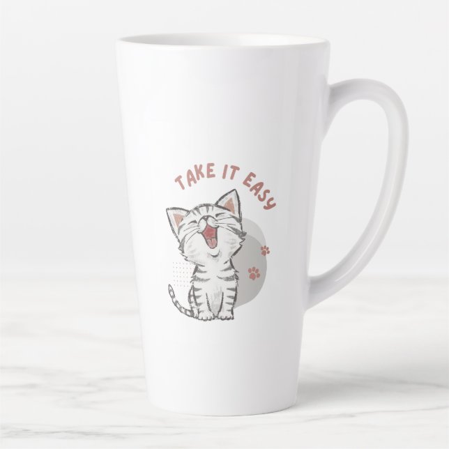 Taza De Café Latte "TOME FÁCIL" Kitten Latte Mug (Derecha)