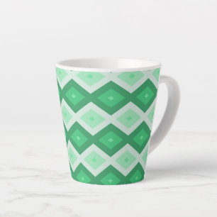 Taza De Café Latte Tonos de patrón de diamante verde