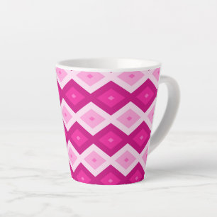 Taza De Café Latte Tonos del patrón de diamantes de fucsia