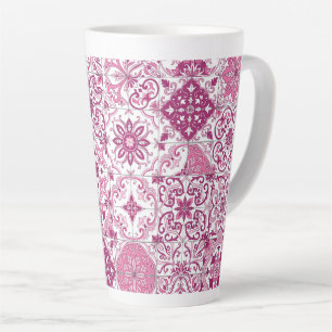Taza De Café Latte tonos mediterráneos/ azulejos