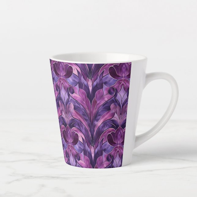Taza De Café Latte Tonos púrpura atrevidos Art Deco  Pequeña Cerámica (Derecha)