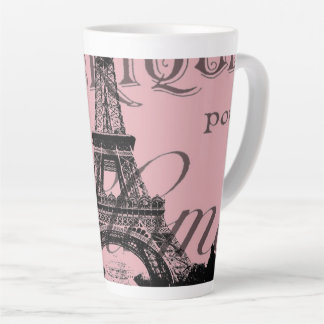Taza De Café Latte torre de eiffel de parís vintage rosa romántico