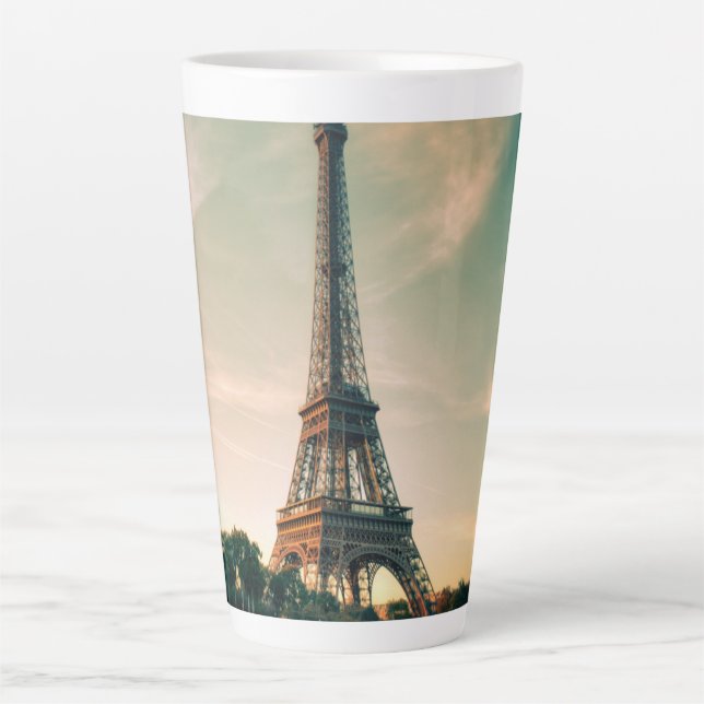 Taza De Café Latte Torre Eiffel arrojar almohada (Anverso)