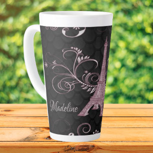 Taza De Café Latte Torre Eiffel Baños Florales Rosa