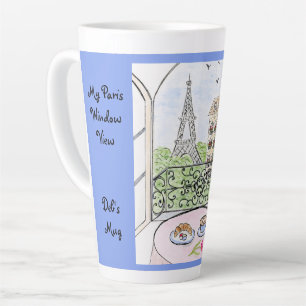 Taza De Café Latte Torre Eiffel de París Caprichosa Azul NOMBRE