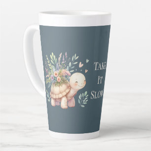Taza De Café Latte Tortuga de jardín de campo acuarela