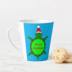 Taza De Café Latte Tortuga de Navidades cortos con Personalizado de c
