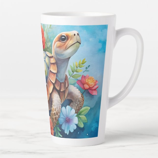 Taza De Café Latte Tortuga floral (Derecha)
