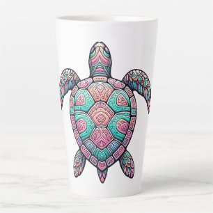Taza De Café Latte Tortuga marina colorida