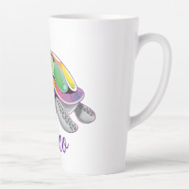 Taza De Café Latte Tortuga Marina Explosión de Color