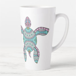 Taza De Café Latte Tortuga tribal