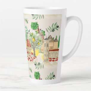 Taza De Café Latte Toscana, Toscana, Italia, aceitunas, limones, cítr