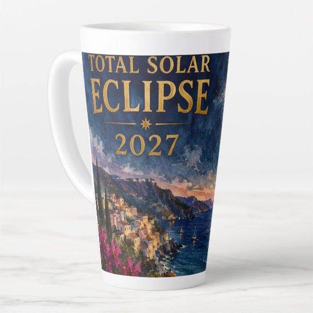 Taza De Café Latte Total Solar Eclipse 2027 Mediterranean  (Ángulo izquierdo)