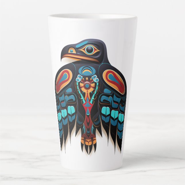 Taza De Café Latte Tótem raven salino (Anverso)