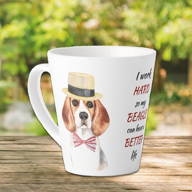Taza De Café Latte Trabajando duro para mi beagle (Subido por el creador)