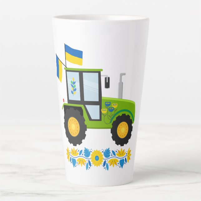 Taza De Café Latte Tractor de Ucrania caprichoso (Anverso)