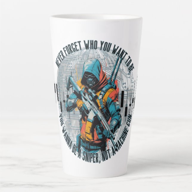Taza De Café Latte Trade Motivation | Cyberpunk Sniper | Fantasy  (Anverso)