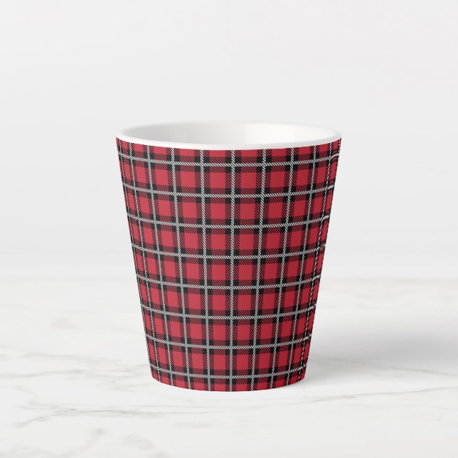 Taza De Café Latte Traditional Red & Black Scottish Plaid (Anverso)