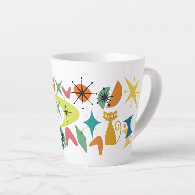 Taza De Café Latte Trama de latte del patrón retro de mediados del si (Ángulo derecho)