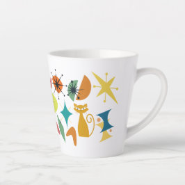 Taza De Café Latte Trama de latte del patrón retro de mediados del si