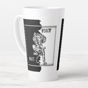Taza De Café Latte Trampa de café de tigre blanco y negro