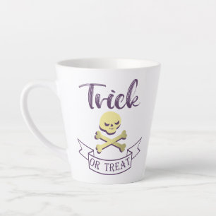Taza De Café Latte Trampa o trate los huesos cruzados del cráneo cint