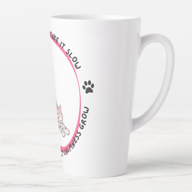 Taza De Café Latte Tranquilidad del yoga del gato - Estiramiento Insp (Derecha)