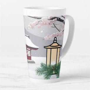 Taza De Café Latte Tranquilidad japonesa de invierno