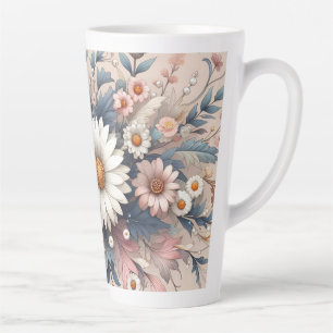 Taza De Café Latte Transforme su espacio con elegante floral de marga