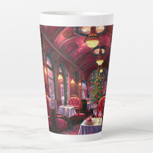 Taza De Café Latte Tren de vapor vintage de Navidad Madera helada