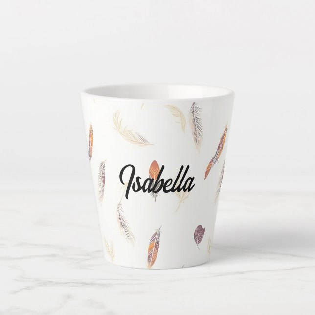 Taza De Café Latte Trendy Feathers Luxury Boho Collection (Anverso)