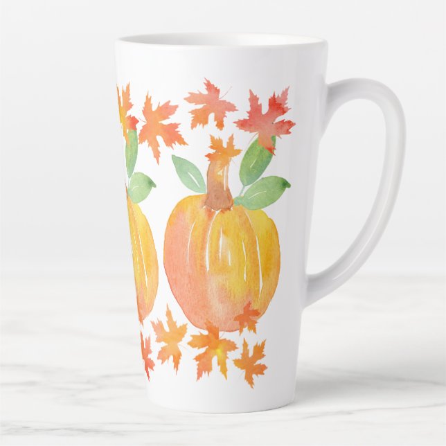 Taza De Café Latte Tres calabazas acuáticas y hojas de arce en Garlan (Derecha)