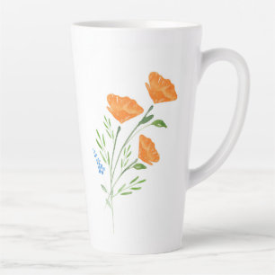 Taza De Café Latte Tres Copos de color de agua Bouquet