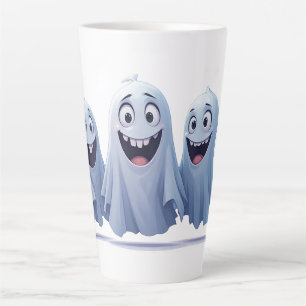 Taza De Café Latte Tres fantasmas de Halloween amigables juntos por l