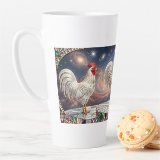 Taza De Café Latte Tres gallos blancos.