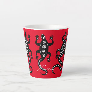 Taza De Café Latte Tres Lizarras negras Thunder_Cove estilo suroeste
