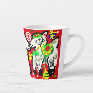 Taza De Café Latte Tres Llamas Navidades Fiesta
