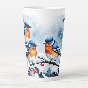 Taza De Café Latte Tres pequeños pájaros cantores y borrachos rojos