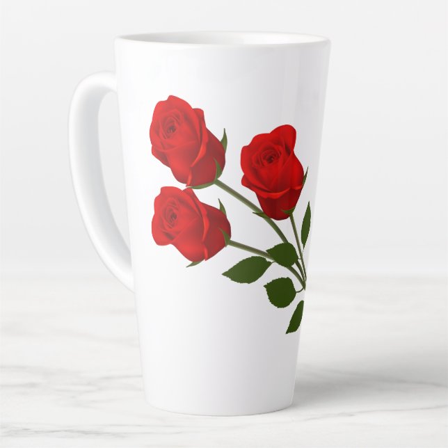 Taza De Café Latte Tres rosas rojas (Ángulo izquierdo)