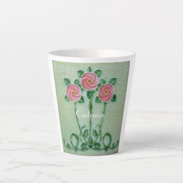 Taza De Café Latte Tres rosas rosadas Thunder_Cove (Anverso)