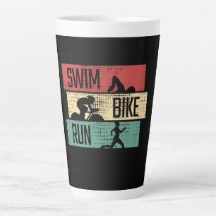 Taza De Café Latte Triatlón - Huida en bicicleta de natación