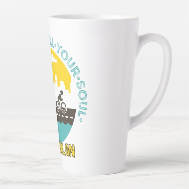 Taza De Café Latte Triatlón. La aventura llena tu alma (Derecha)