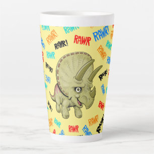 Taza De Café Latte Triceratops dice "¡Rawr!"