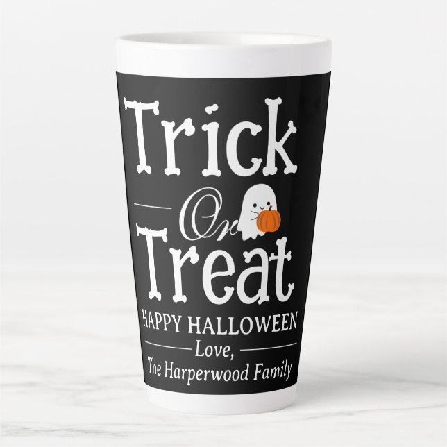 Taza De Café Latte Trick o Trek Spooky familia Halloween (Anverso)