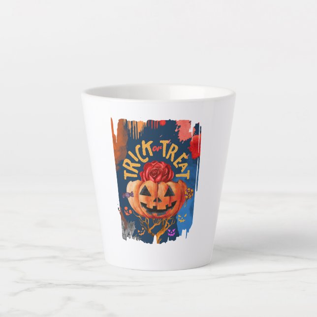 Taza De Café Latte Trick or Treat (Anverso)