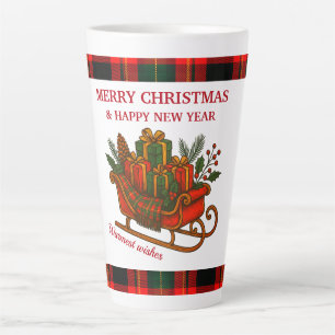 Taza De Café Latte Trineo de Navidad vintage con regalos y cuadros es