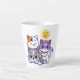 Taza De Café Latte Trio Adorable - Tres Gatos Cubiertos