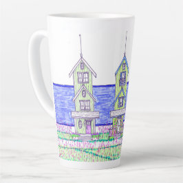 Taza De Café Latte Trío de cabaña de playa Gran Mug de latte