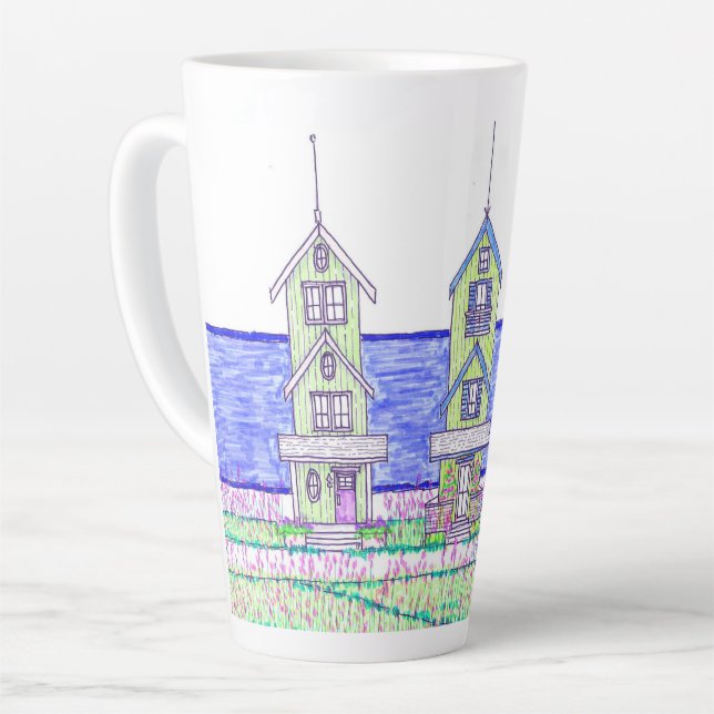 Taza De Café Latte Trío de cabaña de playa Gran Mug de latte (Ángulo izquierdo)