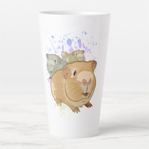 Taza De Café Latte Trío de Cuyes Coloridos Salpicadura de Pintura Arc